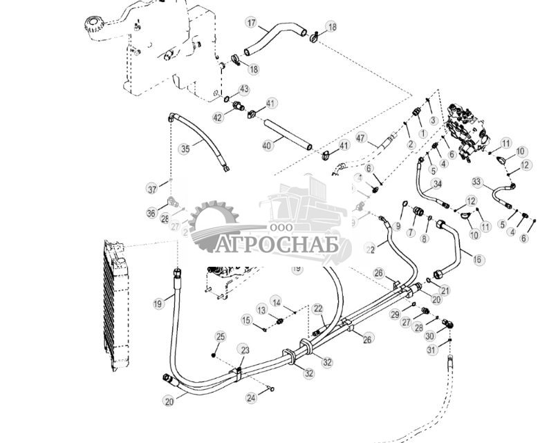 Трубопроводы главной гидросистемы (ЭГ управление, без байпасной линии) - ST1604 169.jpg